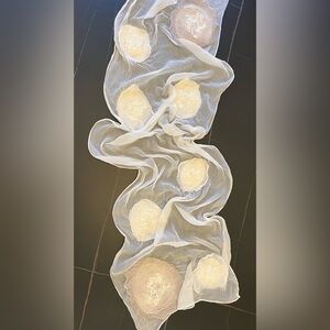 Silk scarf with wool patterns